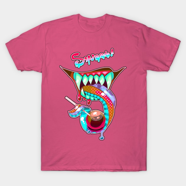 Sweet! Neon Monster Mouth T-Shirt by Grimslynne